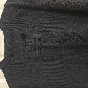 Vintage Chunky Men's Unique Stitch Crew Long Sleeved Black Sweater L/XL